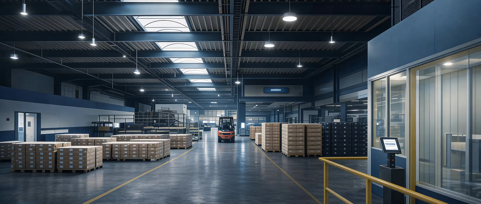 Lagerflächen für Bauteile und Material.